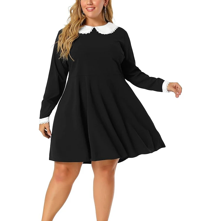 Plus size onsdag Addams klänning